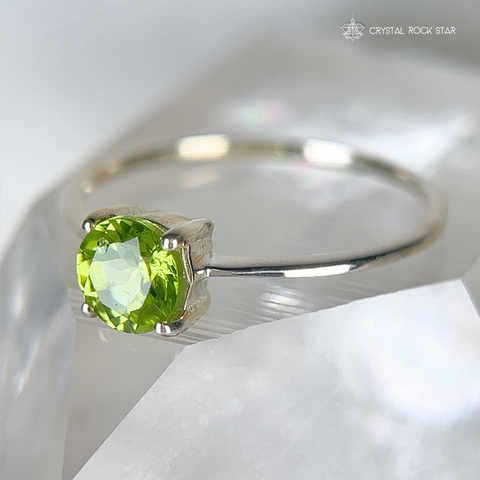 Peridot Gemstone Solitaire Sterling Silver Ring