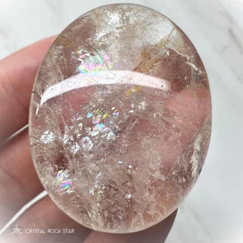 Rainbows in Quartz Palm Stone