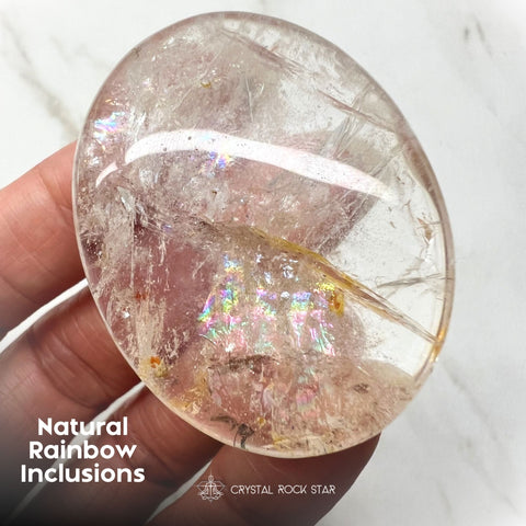 Rainbows in Quartz Palm Stone