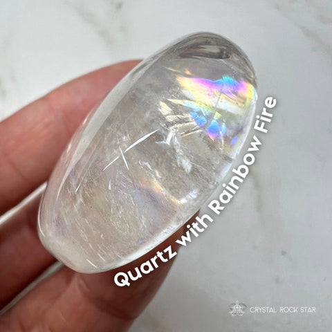 Rainbows in Quartz Palm Stone