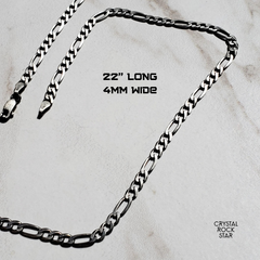 Gunmetal Figaro Italian Silver Chain 22"