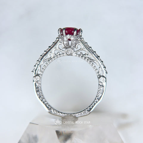 Ruby Sterling Silver Victorian Solitaire Ring