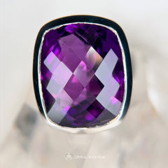 Amethyst Sterling Silver Cocktail Ring Size 8