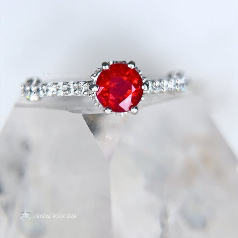 Ruby Sterling Silver Victorian Solitaire Ring