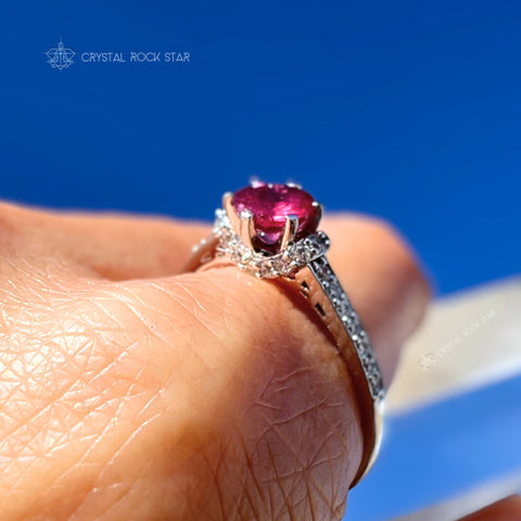 Ruby Sterling Silver Solitaire Ring Size 10