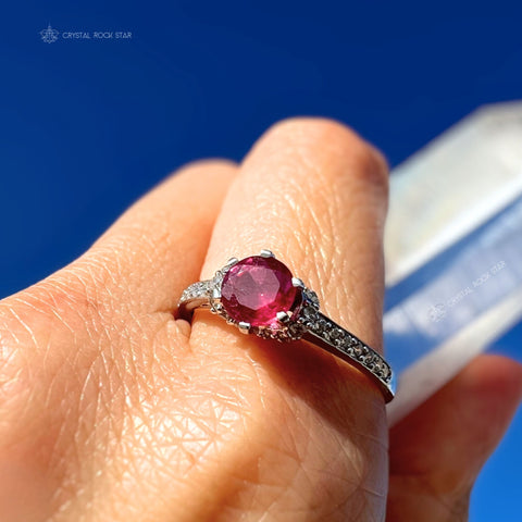 Ruby Sterling Silver Solitaire Ring Size 10