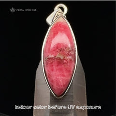 Tugtupite Color Changing Crystal Silver Pendant