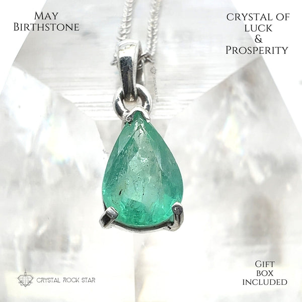 Small Silver Emerald Necklace, Rose Cut Natural Emerald, May Birthstone, 2024 Oxidized Silver