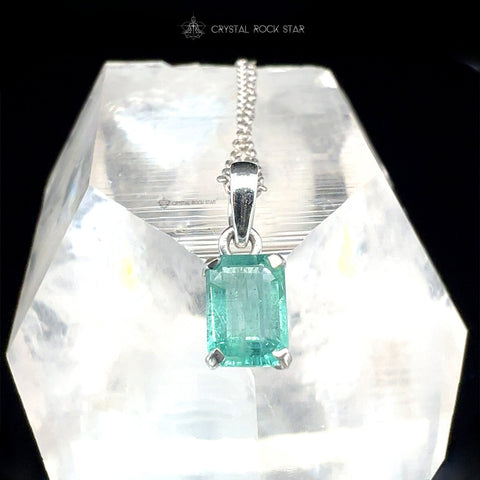 Genuine Emerald Sterling Silver Necklace