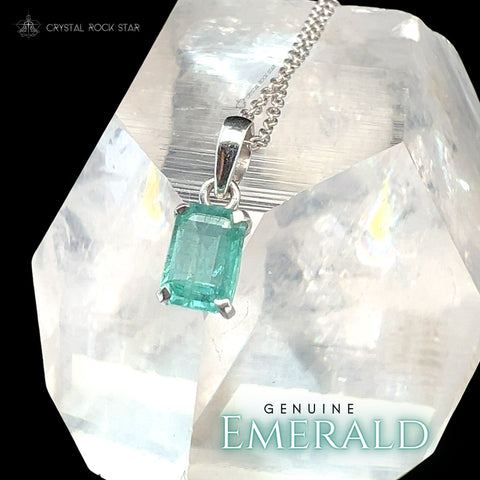 Genuine Emerald Sterling Silver Necklace