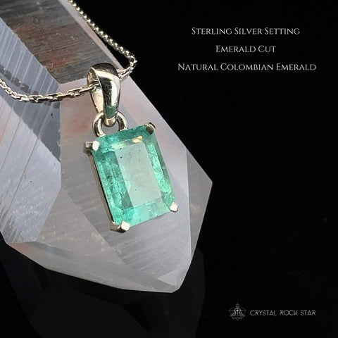 Natural Emerald Sterling Silver Necklace