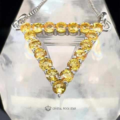 Yellow Sapphire Triangle Sterling Silver Necklace