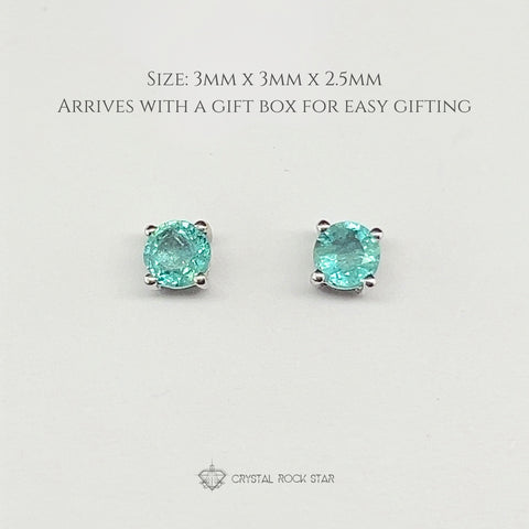 Genuine Emerald Sterling Silver Stud Earrings