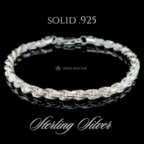 Sterling Silver Spiral Twist Chain Bracelet 8"