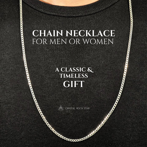 Sterling Silver Chain Curb Link Necklace 30"