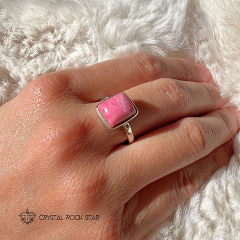 Rare Tugtupite Silver Ring Size 8