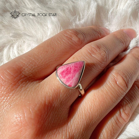 Rare Tugtupite Silver Ring Size 8