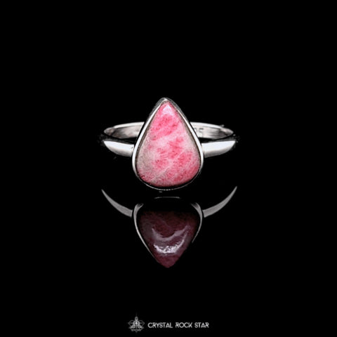 Rare Tugtupite Silver Ring Size 8 Pear