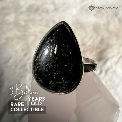 Greenland Nuummite Silver Ring Size 7.5