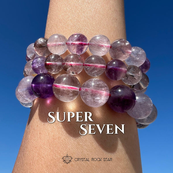 Super Seven Melody Stone Beaded Stretch Bracelet 10mm 12mm