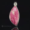 Rare Tugtupite Pendant - Rose Petal Shape - Sterling Silver - Glows Pink in Black Light - Darkens in Sunlight - UV Mineral Greenland Crystal