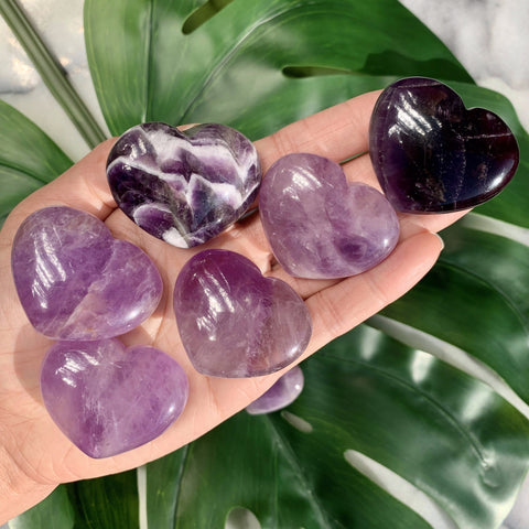 Amethyst Heart Palm Stone