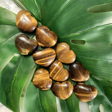 Tigers Eye Heart Palm Stone