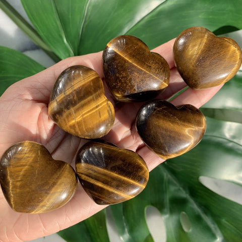 Tigers Eye Heart Palm Stone