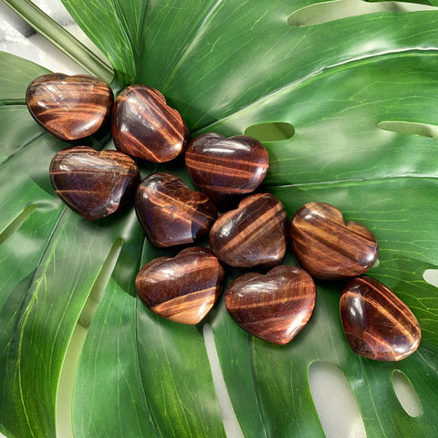 Red Tiger Eye Heart Palm Stone