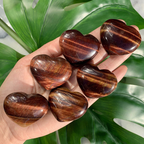 Red Tiger Eye Heart Palm Stone