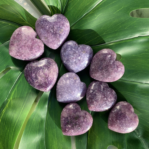 Lepidolite Heart Palm Stone 1.6"