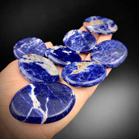 Premium Sodalite Flat Palm Stone For Courage