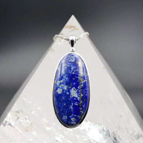 Lapis Lazuli Oval Silver Statement Pendant