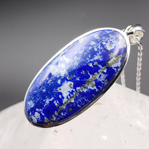 Lapis Lazuli Oval Silver Statement Pendant