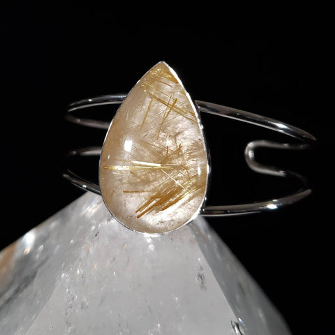 Golden Rutilated Quartz Adjustable Cuff Bracelet