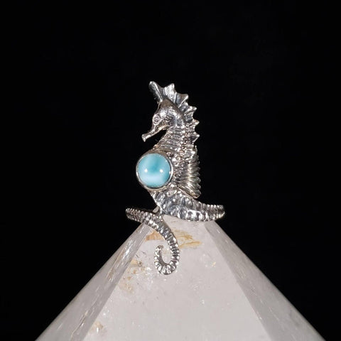 Larimar Seahorse Sterling Silver Ring Size 5