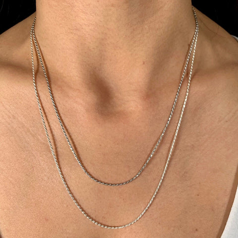 Adjustable Diamond Cut Silver Rope Chain