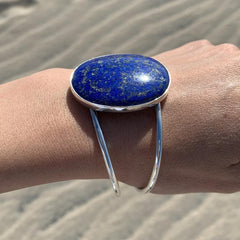 Lapis Lazuli Cuff Adjustable Silver Bracelet
