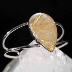 Golden Rutilated Quartz Adjustable Cuff Bracelet