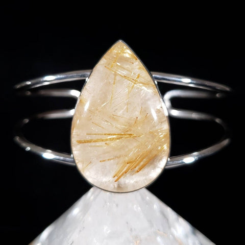 Golden Rutilated Quartz Adjustable Cuff Bracelet