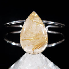 Golden Rutilated Quartz Adjustable Cuff Bracelet