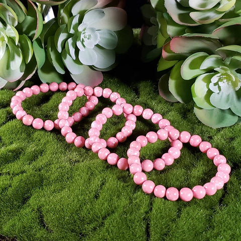 Pink Thulite Crystal Bead Stretch Bracelet