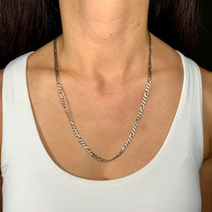 Gunmetal Figaro Italian Silver Chain 22"