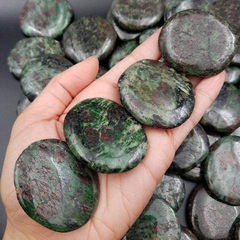 Eclogite Palm Stone - Garnet, Jade, Kyanite, Peridot