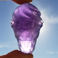 Purple Fluorite Ice Cream Cone Crystal Carving