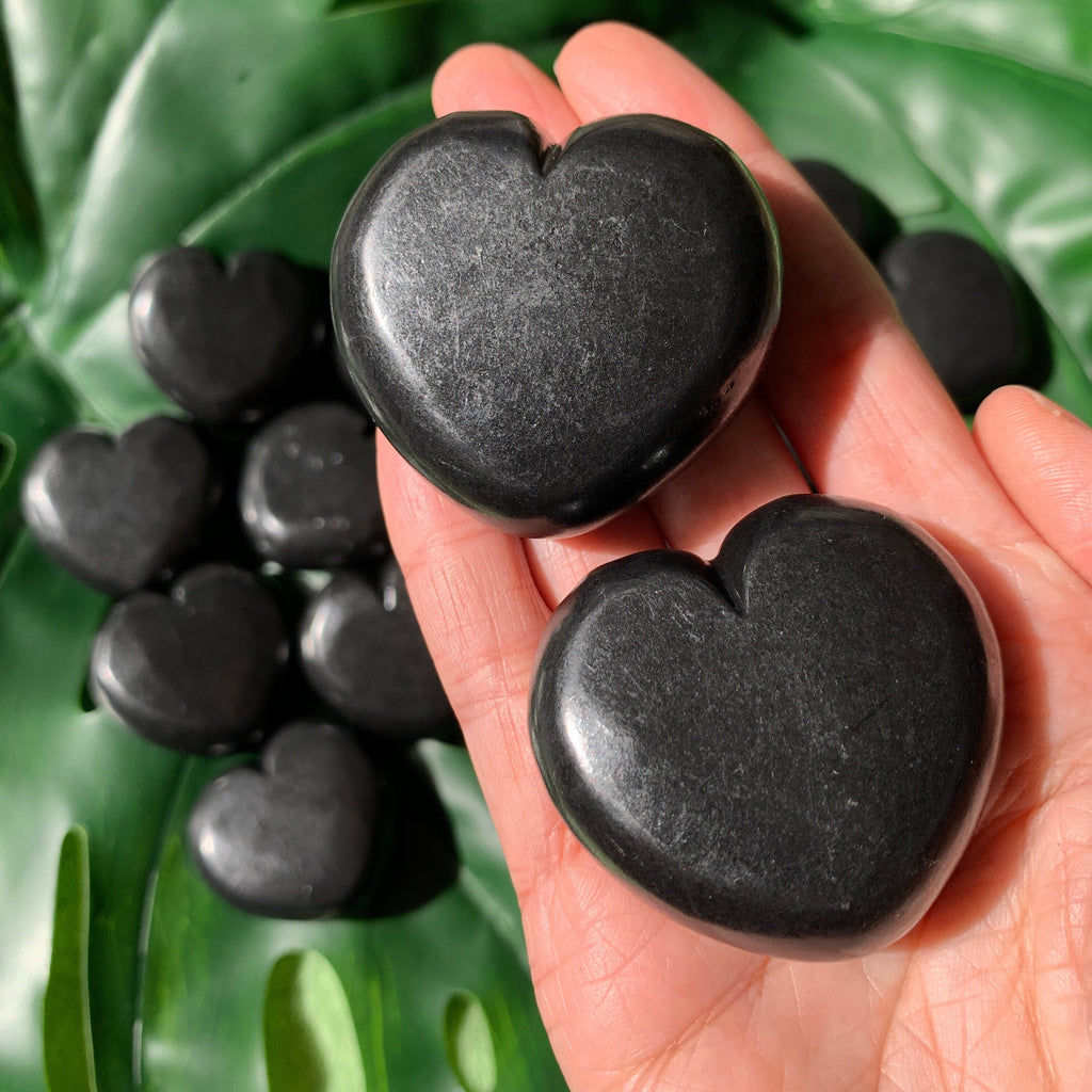 Shungite Heart Palm Stone 1.8"