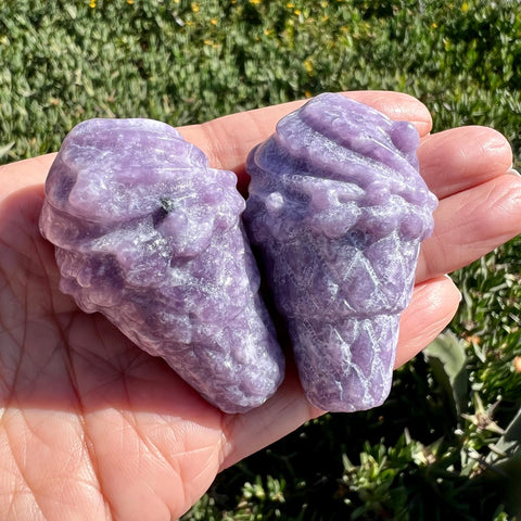 Lepidolite Ice Cream Cone Crystal Carving
