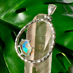 Ethiopian Opal Ring of Rainbow Fire Pendant