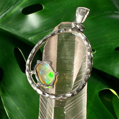 Ethiopian Opal Ring of Rainbow Fire Pendant