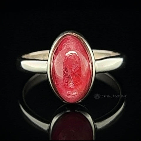 Gem Rhodonite Silver Ring Size 6